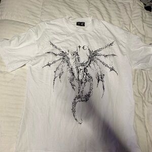 White Graphic Dragon T-Shirt
